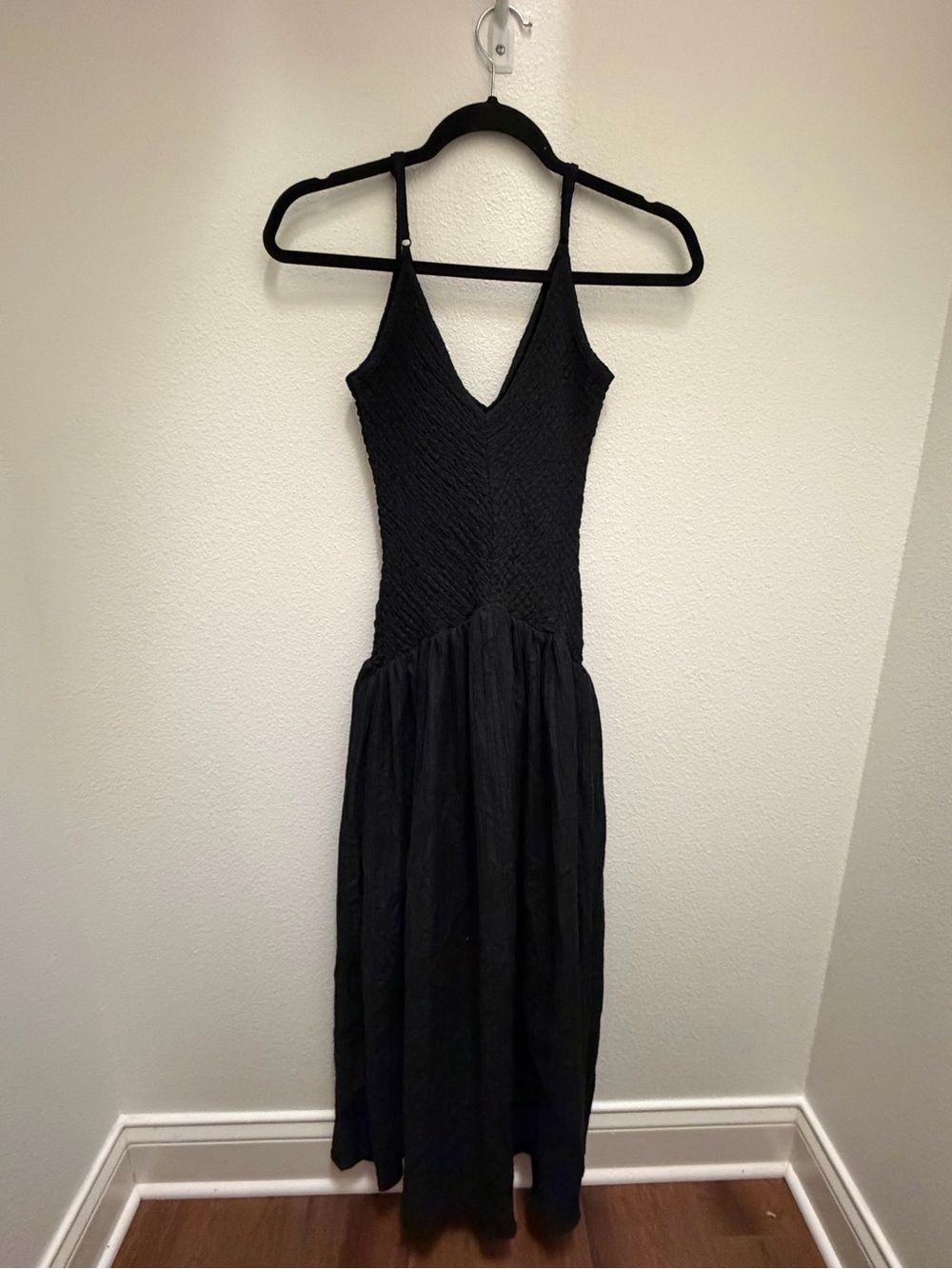 ASOS Black V-Neck Smocked Maxi Dress